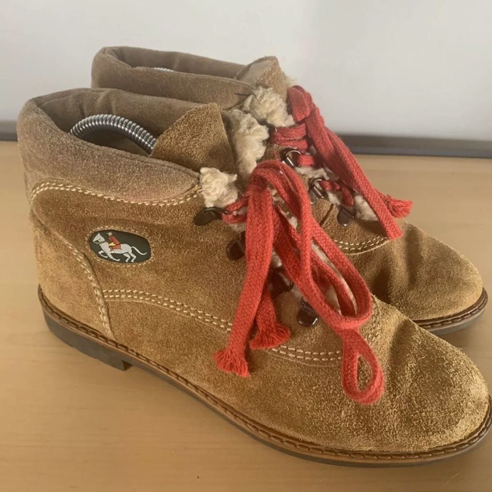 Vintage Yugoslavia Fayva Leather Upper Boots, Faux Fur Lined, Size 10 Womens